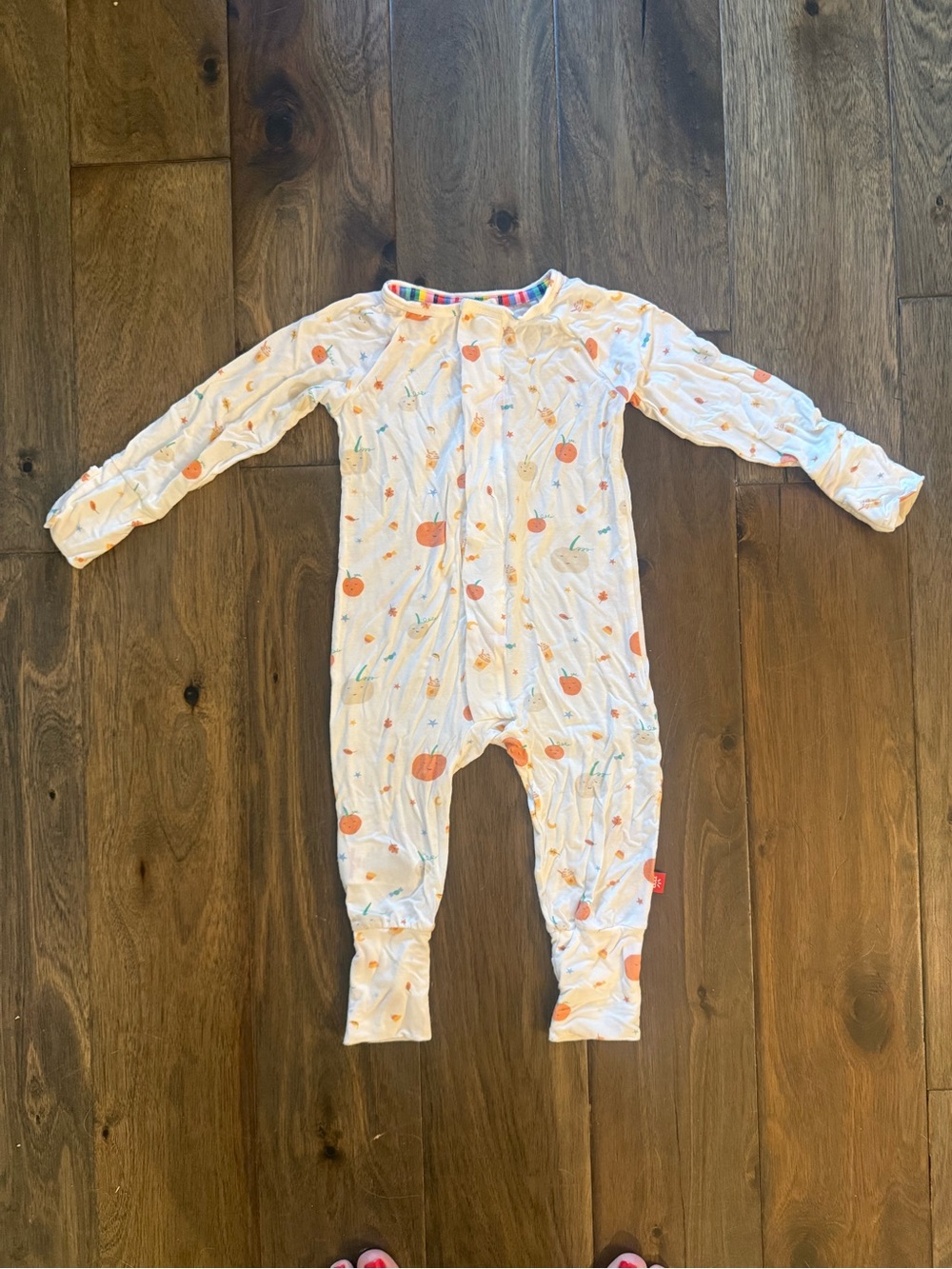 Magnetic Me Kids Onesie with Latte, Candy Corn, and Pumpkin Print
